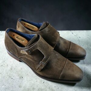 Mezlan Double Monk Strap Suede Leather Brown Distressed Oxfords Shoes Mens 12 M
